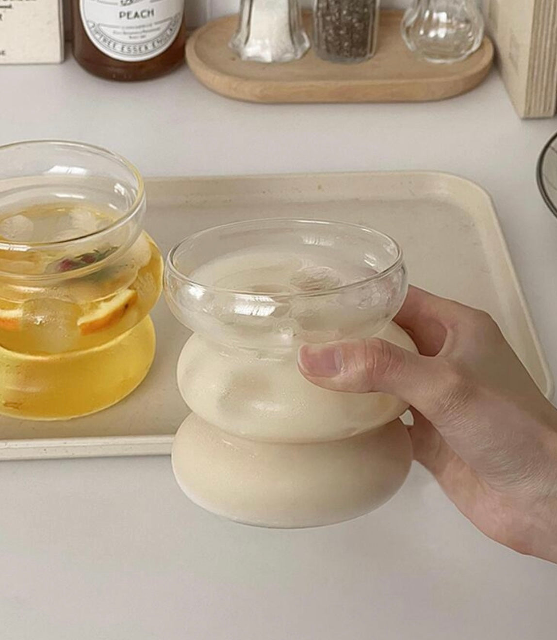 Design Glas-Tasse „Bubble Look“ – 350ml – Doppelwandig – Ausgefallenes Retro-
