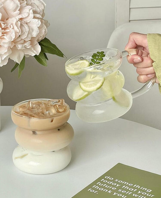 Design Glas-Tasse „Bubble Look“ – 350ml – Doppelwandig – Ausgefallenes Retro-